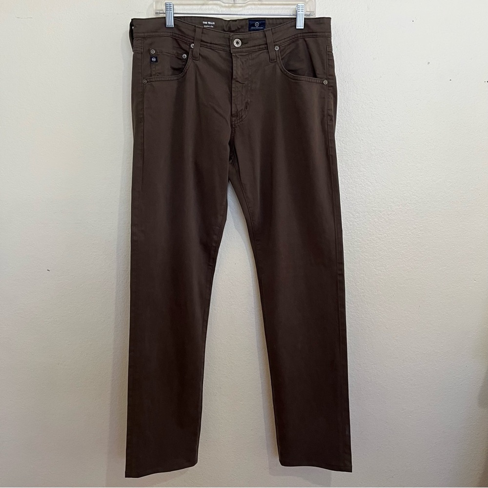AG Adriano Goldschmied The Tellis Modern Slim Chino Brown/Green Pants Size 34”